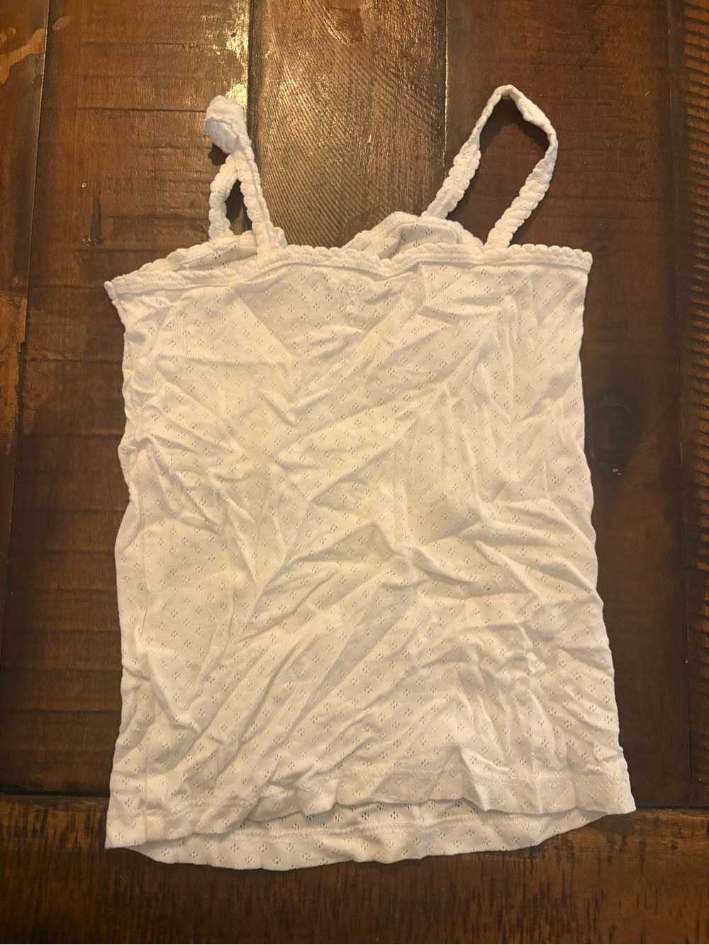 Girls' White Eyelet Tank Top with Braided Straps